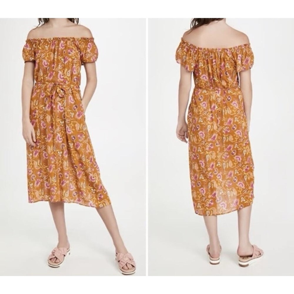 NWT Xirena Tuckernuck Cotton‎ Midi Poppy Dress Adjustable Tie Waist Pockets XS